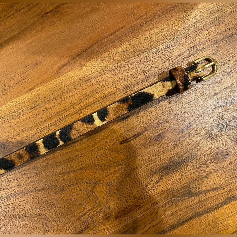 🐆J. Crew Leopard Print Slim Belt - Gold Buckle